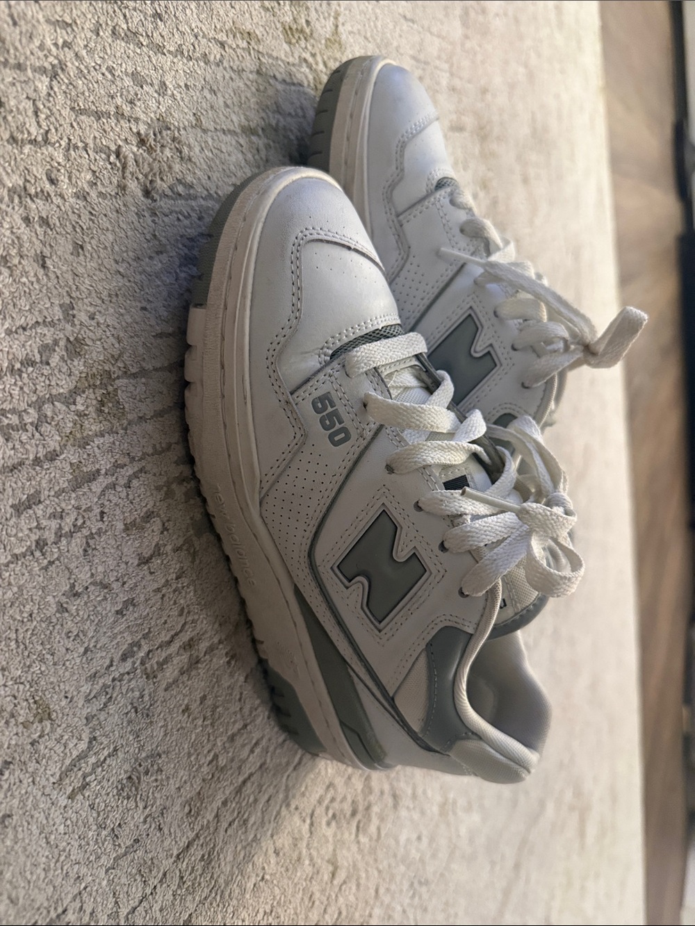 New Balance White and Light Gray 550 Retro Sneakers